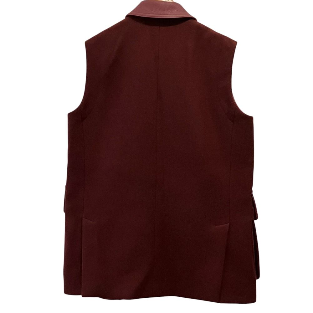 Max Mara Wool Alpaca Leather 4 Pockets Vest Gilet 36 Bordeaux — view 2