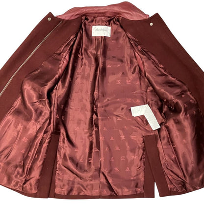 Max Mara Wool Alpaca Leather 4 Pockets Vest Gilet 36 Bordeaux — view 3