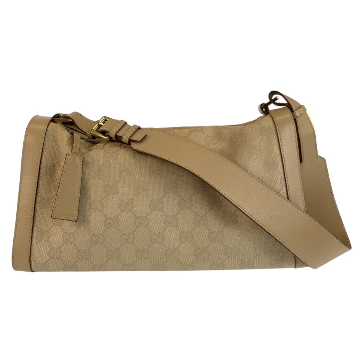 Gucci Beige Gold GG Canvas Leather Shoulder