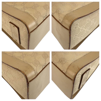 Gucci Beige Gold GG Canvas Leather Shoulder — view 4