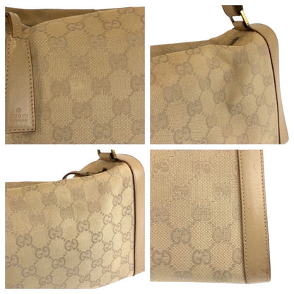 Gucci Beige Gold GG Canvas Leather Shoulder — view 5