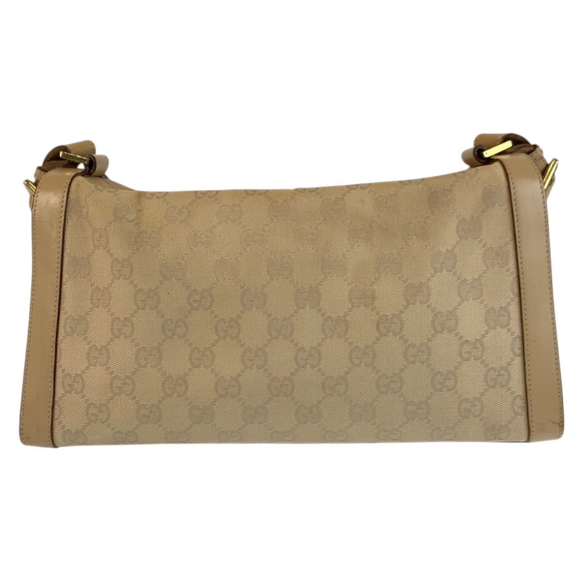 Gucci Beige Gold GG Canvas Leather Shoulder — view 2