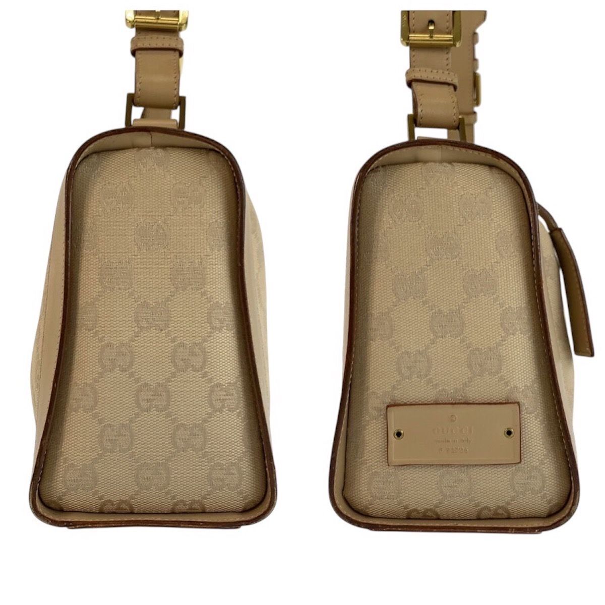 Gucci Beige Gold GG Canvas Leather Shoulder — view 8