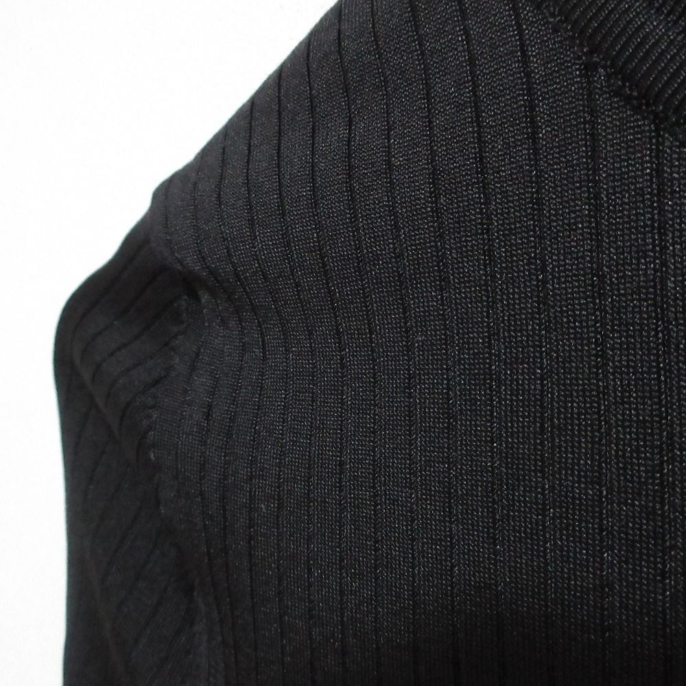 Hermes Silk High Neck Wide Rib Knit Top 34 Black Sweater — view 3