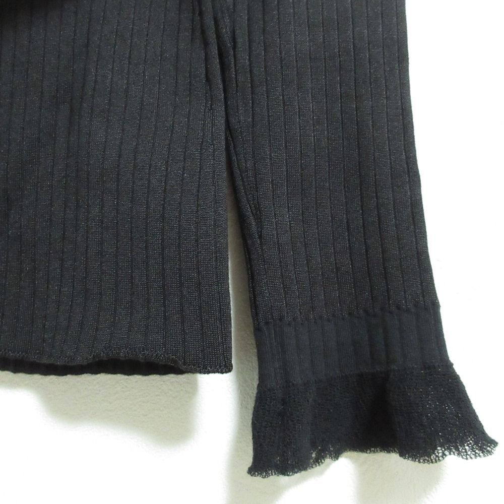 Hermes Silk High Neck Wide Rib Knit Top 34 Black Sweater — view 4
