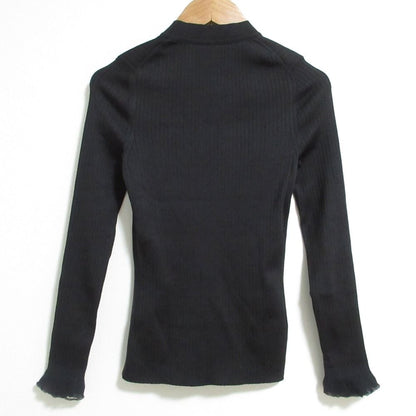 Hermes Silk High Neck Wide Rib Knit Top 34 Black Sweater — view 2