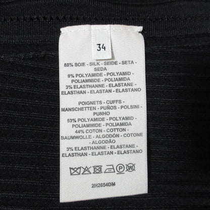 Hermes Silk High Neck Wide Rib Knit Top 34 Black Sweater — view 6
