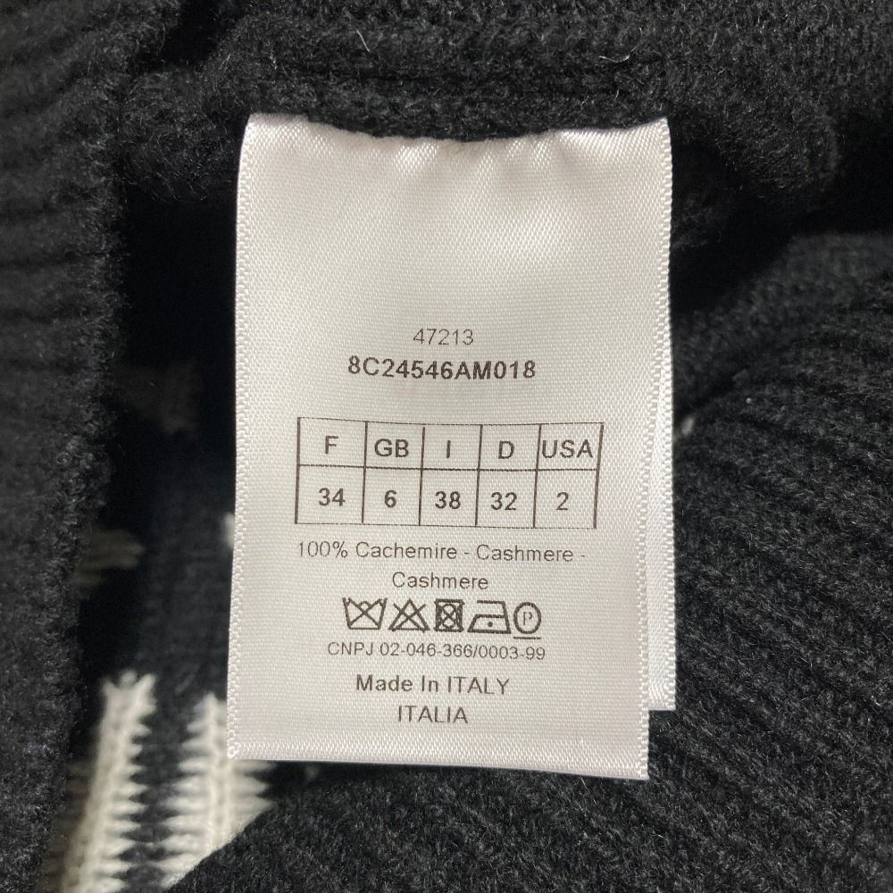 Dior Monochrome Flower Cashmere Knit Sweater 38 Black — view 6