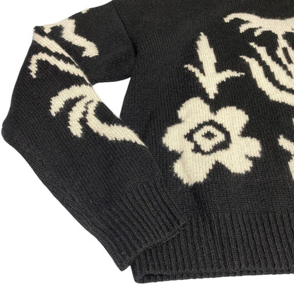Dior Monochrome Flower Cashmere Knit Sweater 38 Black — view 4