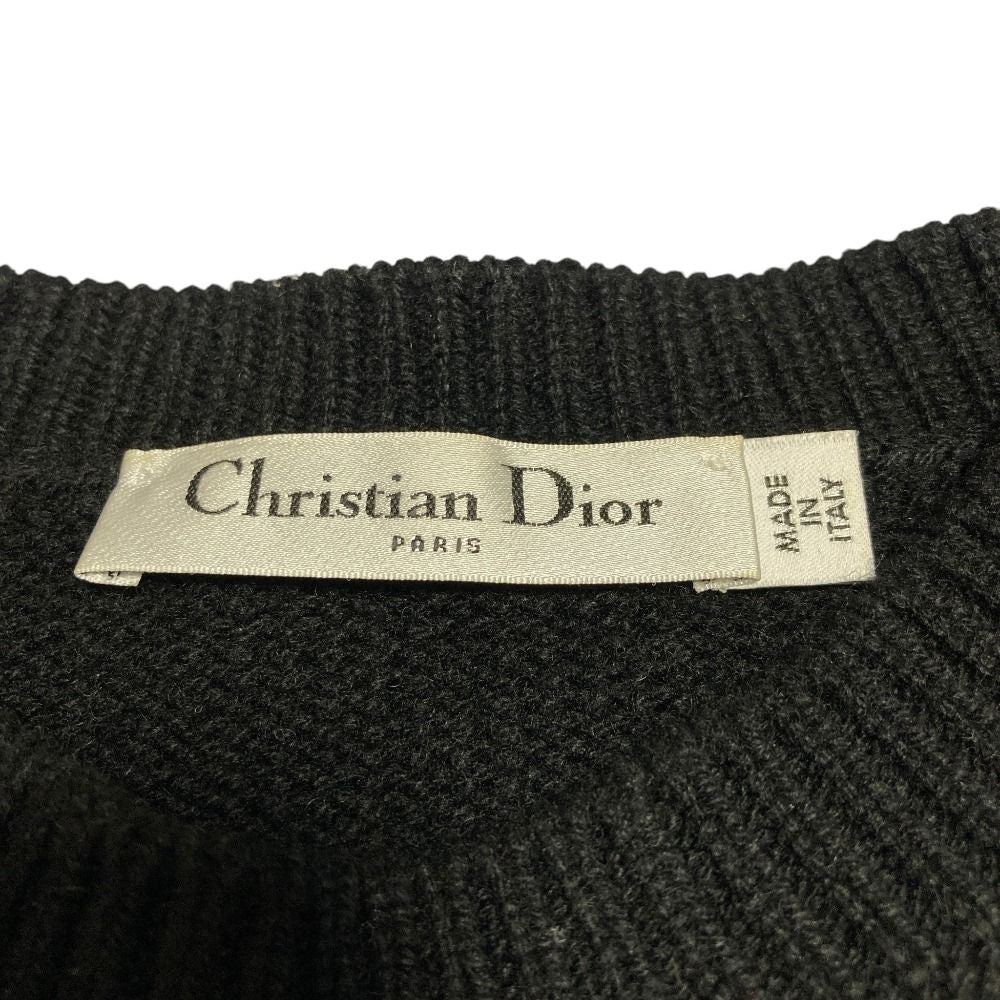 Dior Monochrome Flower Cashmere Knit Sweater 38 Black — view 5