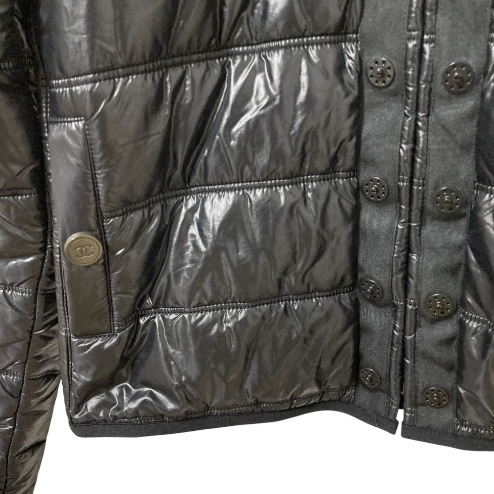 Chanel CC Logo Button Padded Jacket 36 Black — view 8