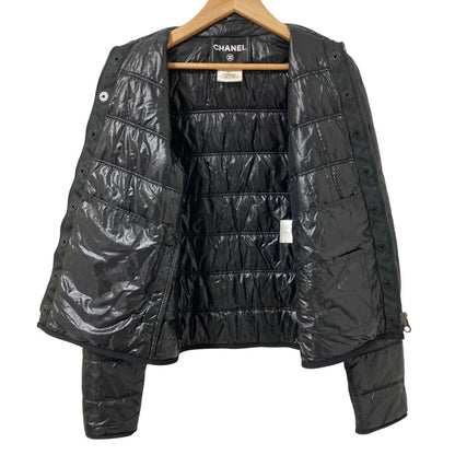 Chanel CC Logo Button Padded Jacket 36 Black — view 3