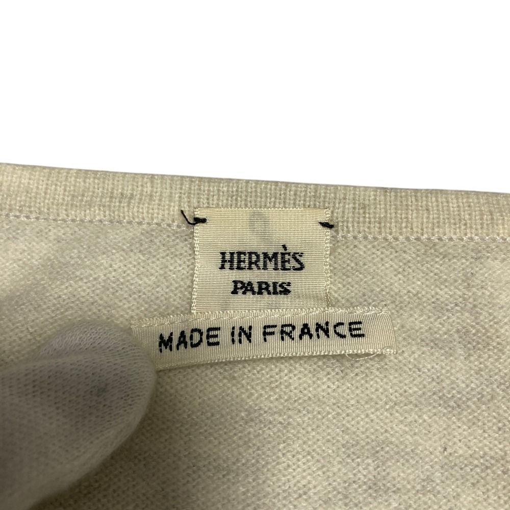 Hermes Twill Rene Exlibris Contrast Sleeveless Knit Blouse 40 Ivory Sweater — view 4