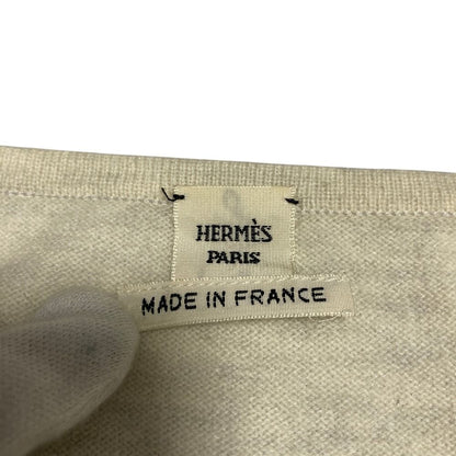 Hermes Twill Rene Exlibris Contrast Sleeveless Knit Blouse 40 Ivory Sweater — view 4