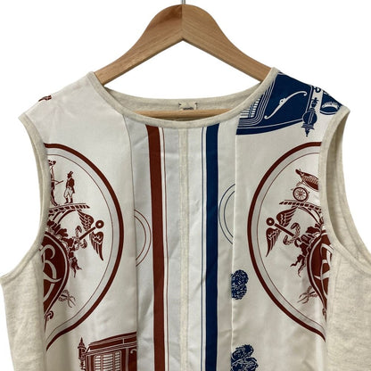 Hermes Twill Rene Exlibris Contrast Sleeveless Knit Blouse 40 Ivory Sweater — view 3