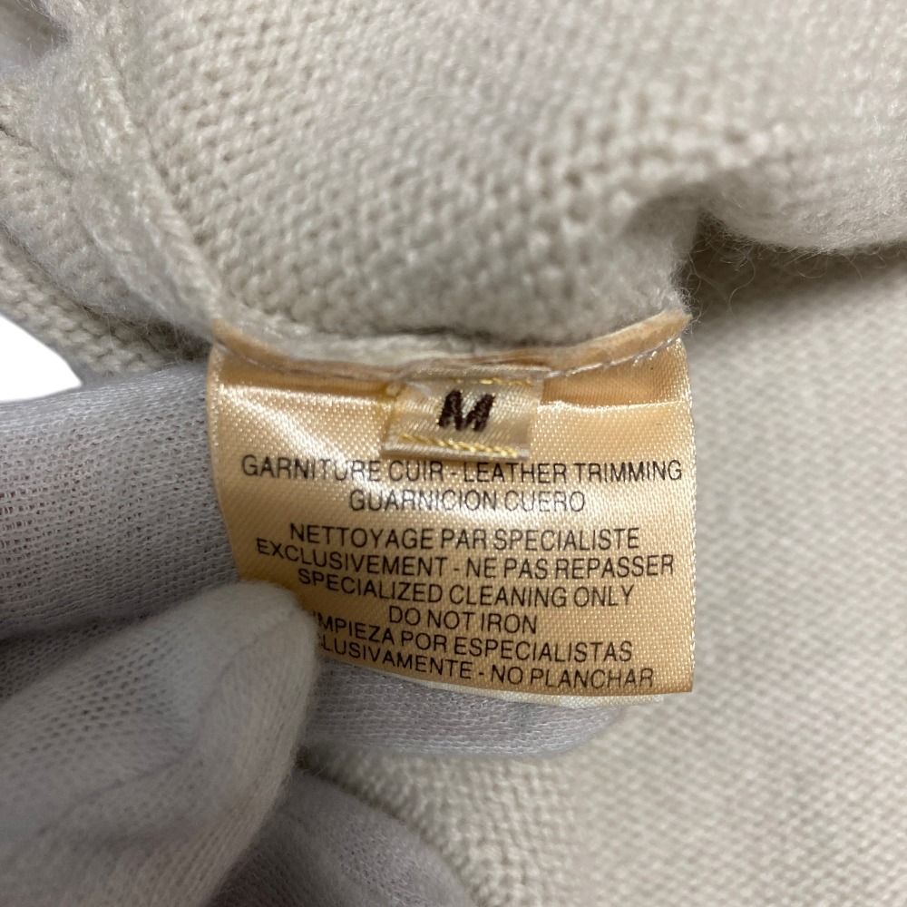 Hermes Leather Trim Front Pocket Neck Cashmere 100% Knit Sweater M Beige — view 7