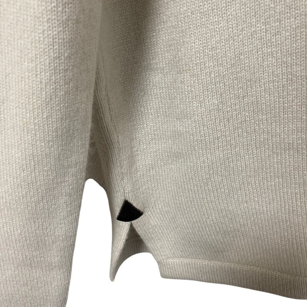 Hermes Leather Trim Front Pocket Neck Cashmere 100% Knit Sweater M Beige — view 9