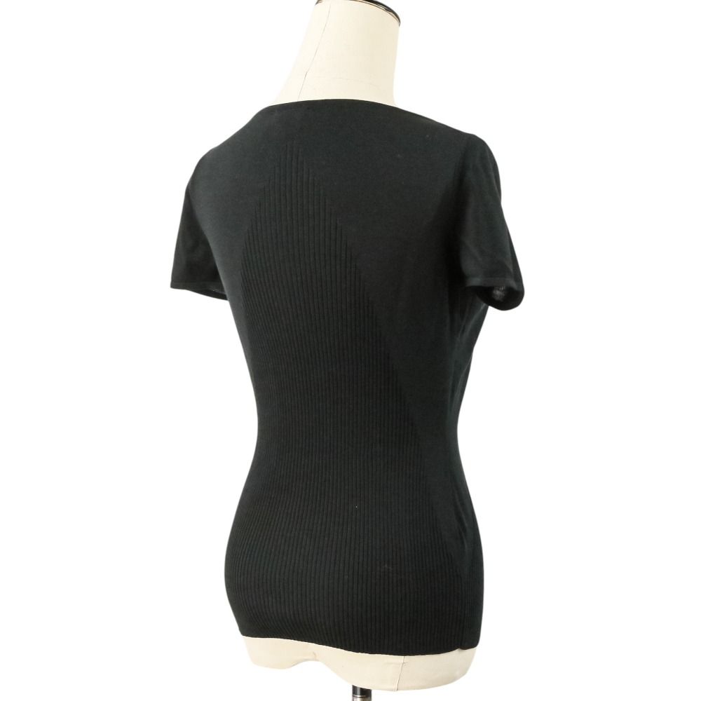 Chanel Silk Blend CC Logo Short Sleeve Summer Knit Sweater 36 Black — view 5