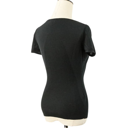 Chanel Silk Blend CC Logo Short Sleeve Summer Knit Sweater 36 Black — view 5