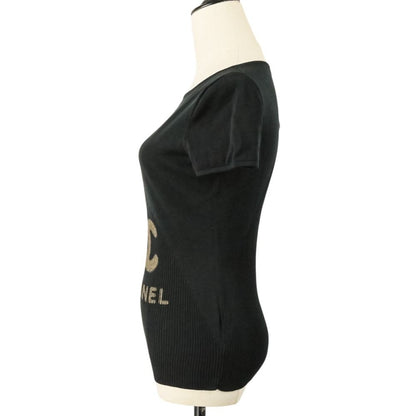 Chanel Silk Blend CC Logo Short Sleeve Summer Knit Sweater 36 Black — view 3