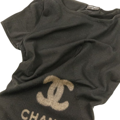Chanel Silk Blend CC Logo Short Sleeve Summer Knit Sweater 36 Black — view 6
