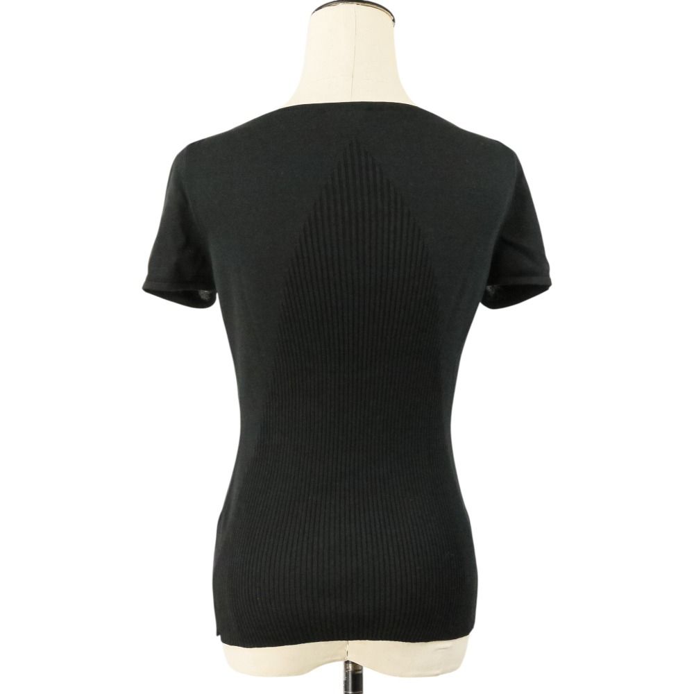 Chanel Silk Blend CC Logo Short Sleeve Summer Knit Sweater 36 Black — view 4