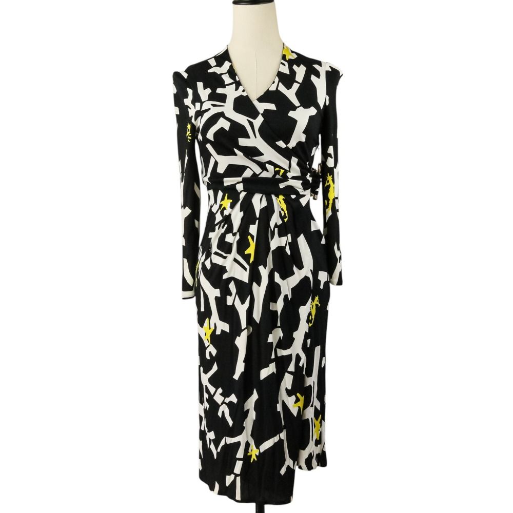 Gucci Bamboo Belt Wrap Dress Knee Length 36 Black