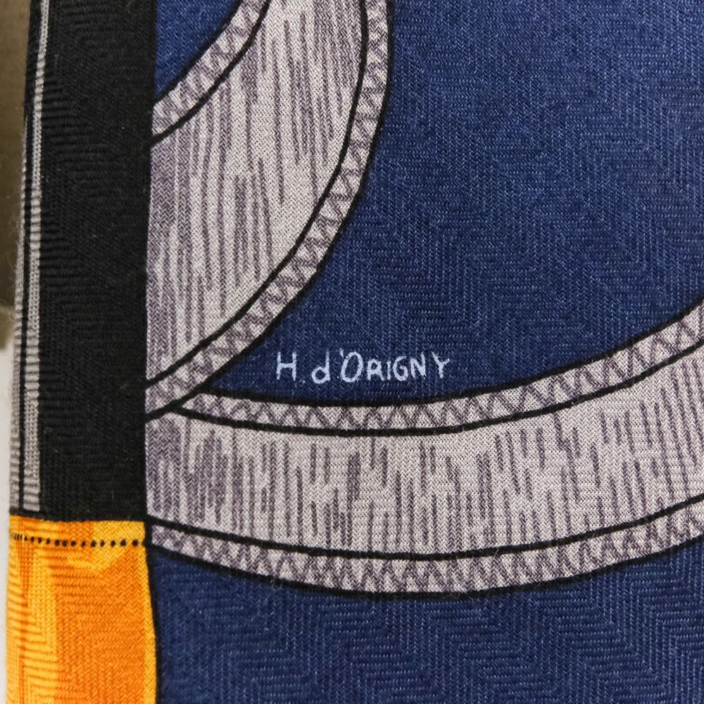 Hermes Eperon D'or Yellow Gold Spur Carre 140 Cashier Geant Large Scarf Dark — view 4