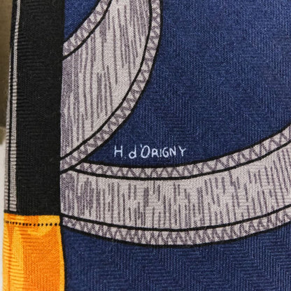 Hermes Eperon D'or Yellow Gold Spur Carre 140 Cashier Geant Large Scarf Dark — view 4
