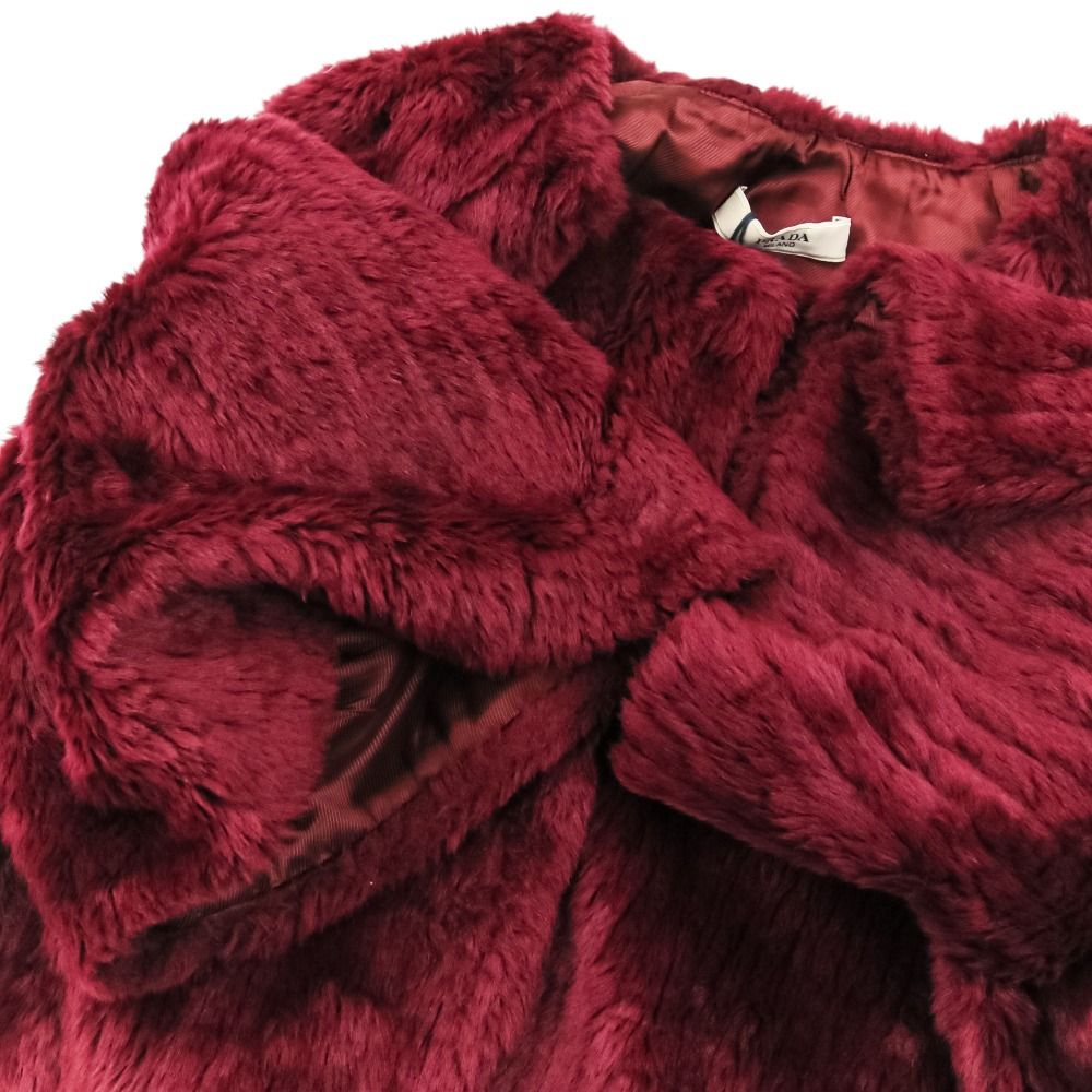 Prada Modacrylic Eco Fur Short Length Jacket 40 Bordeaux — view 7