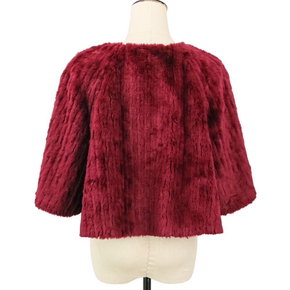 Prada Modacrylic Eco Fur Short Length Jacket 40 Bordeaux — view 5