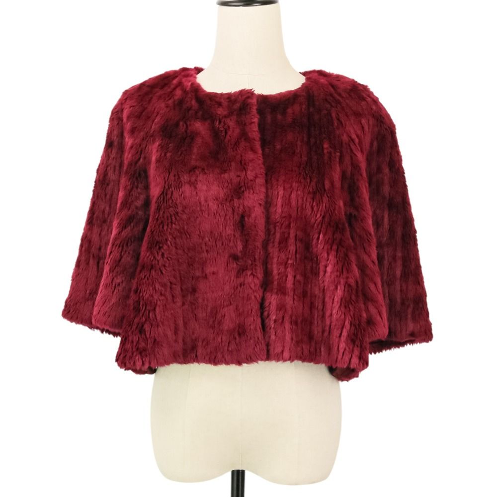 Prada Modacrylic Eco Fur Short Length Jacket 40 Bordeaux