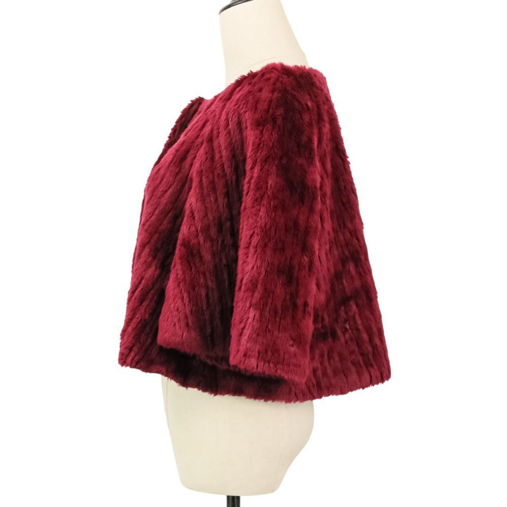 Prada Modacrylic Eco Fur Short Length Jacket 40 Bordeaux — view 4