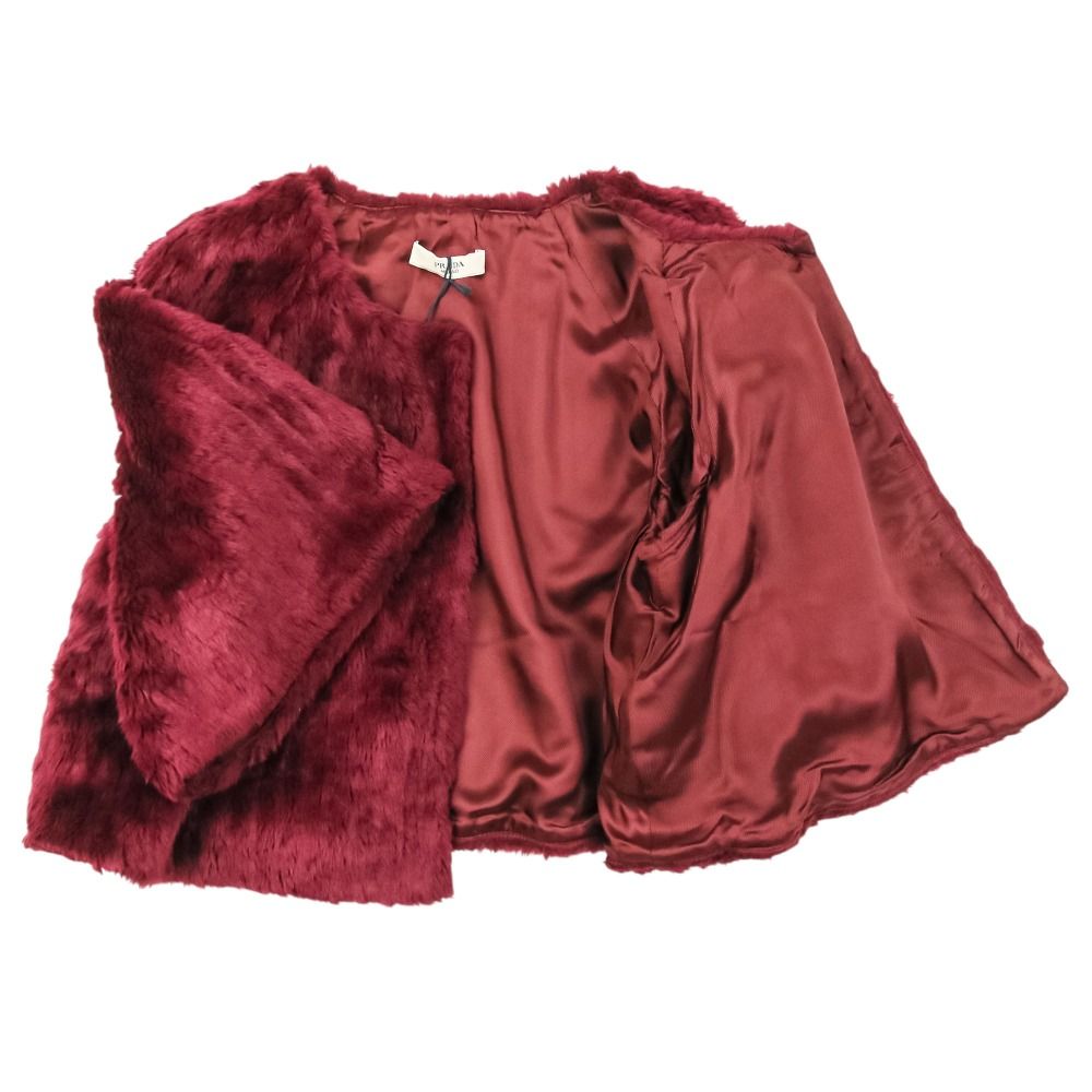 Prada Modacrylic Eco Fur Short Length Jacket 40 Bordeaux — view 6