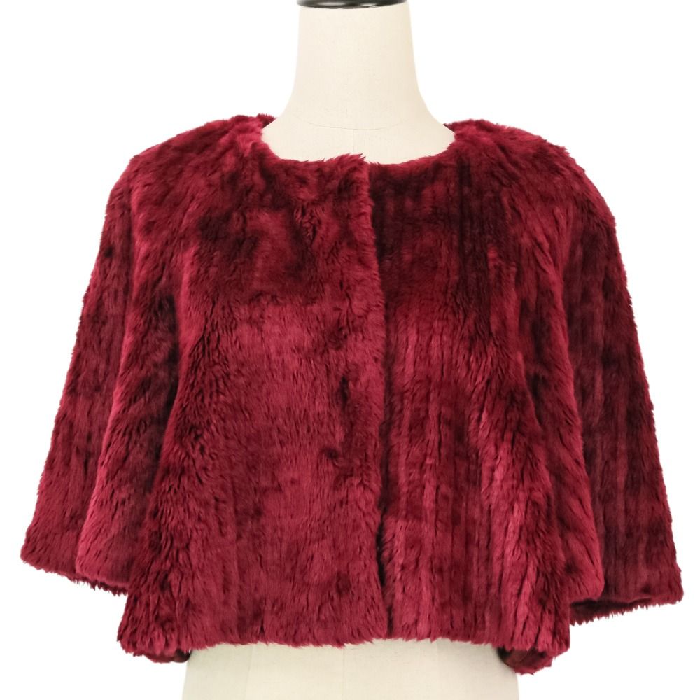 Prada Modacrylic Eco Fur Short Length Jacket 40 Bordeaux — view 2