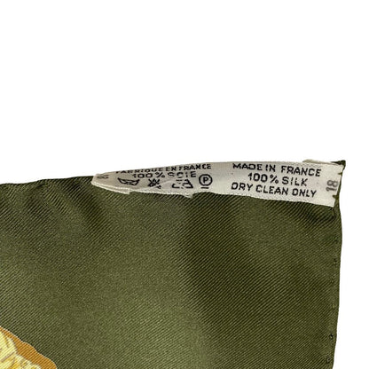 Hermes les Cavaliers D'or Yellow Golden Knight Carre 90 Silk Scarf Green — view 9