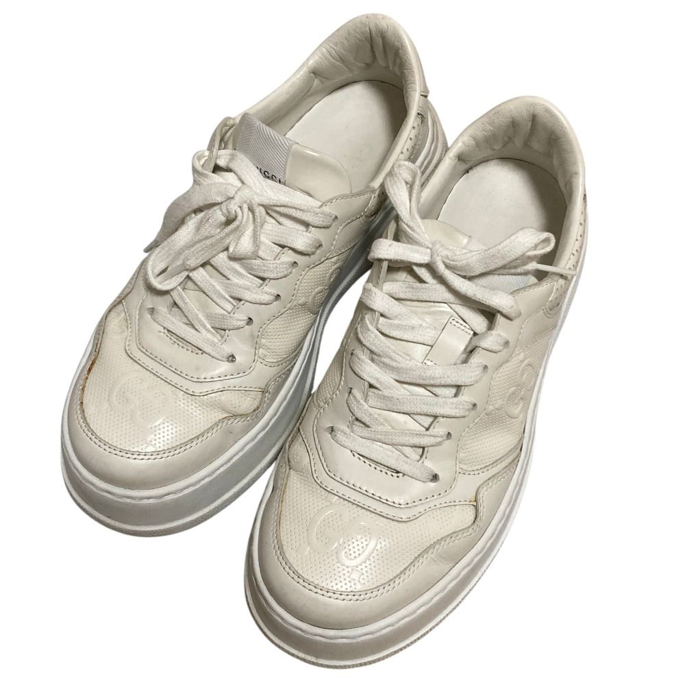 Gucci GG Leather Sneakers 6.5 White — view 2