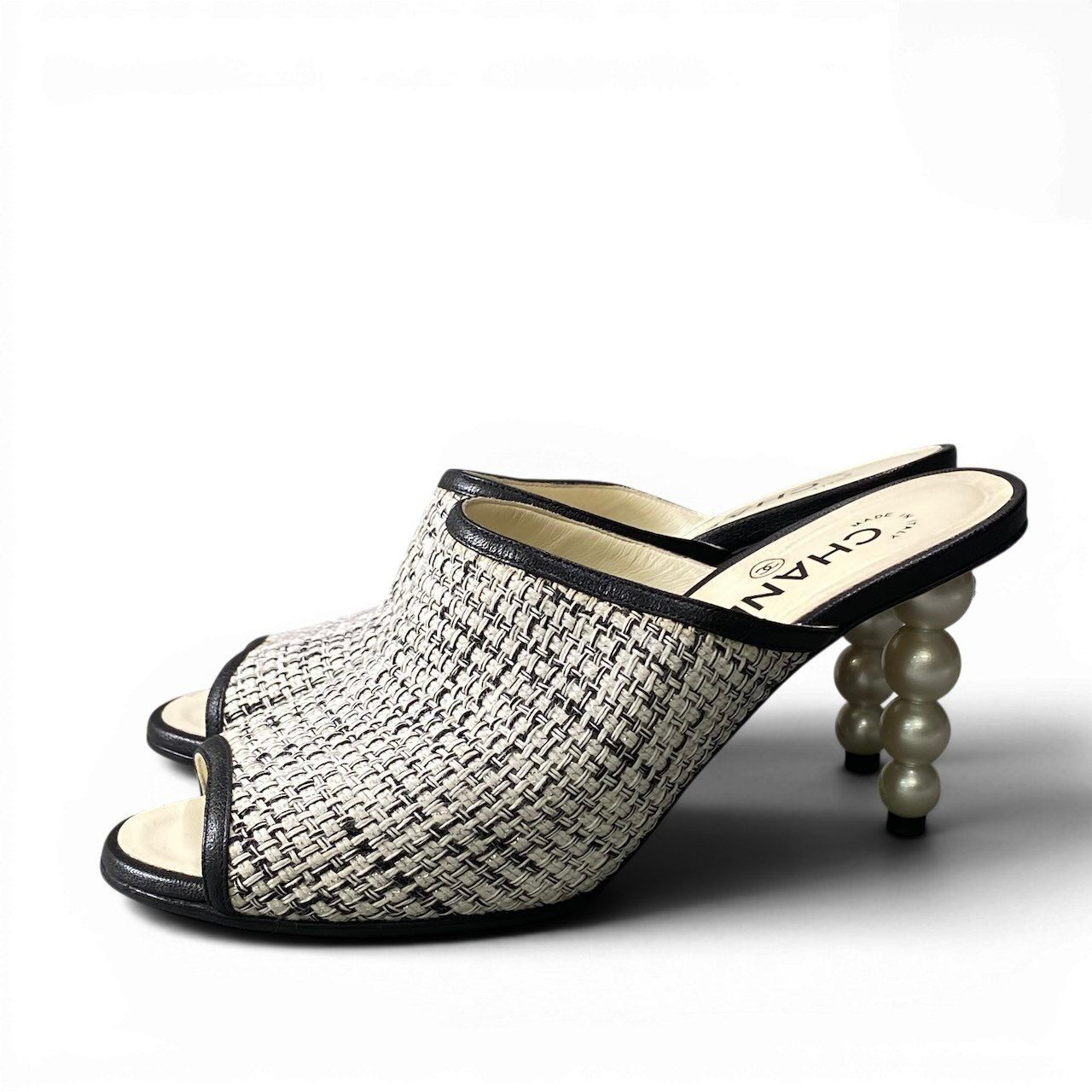 Chanel Tweed Pearl Sandal — view 3