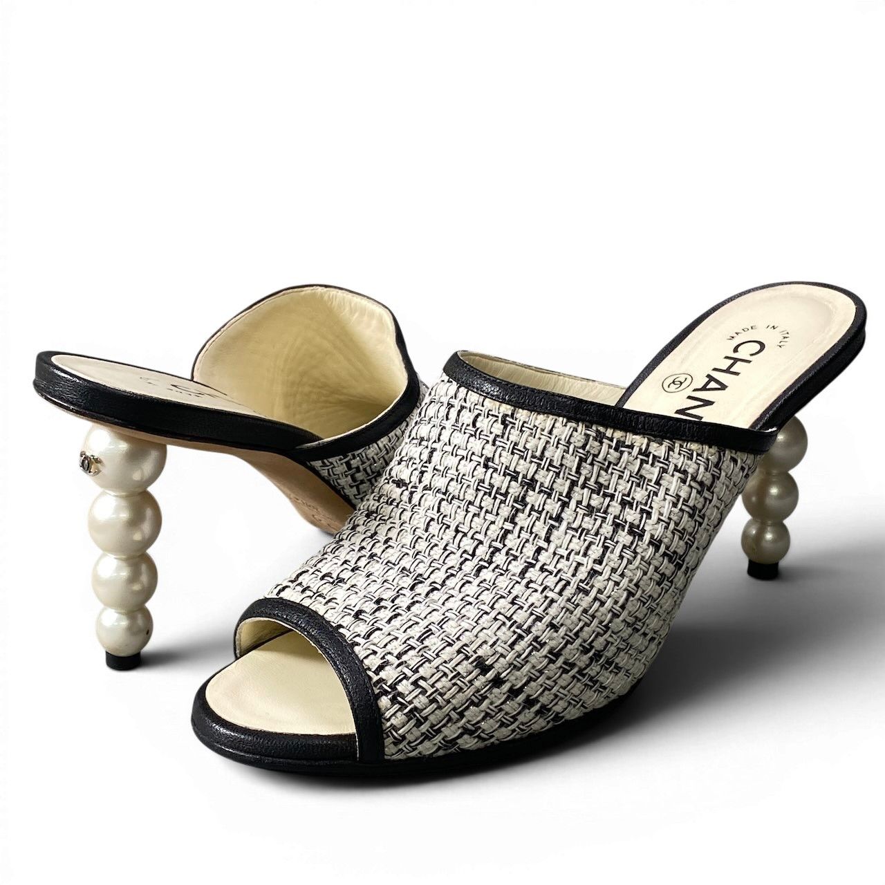 Chanel Tweed Pearl Sandal — view 2