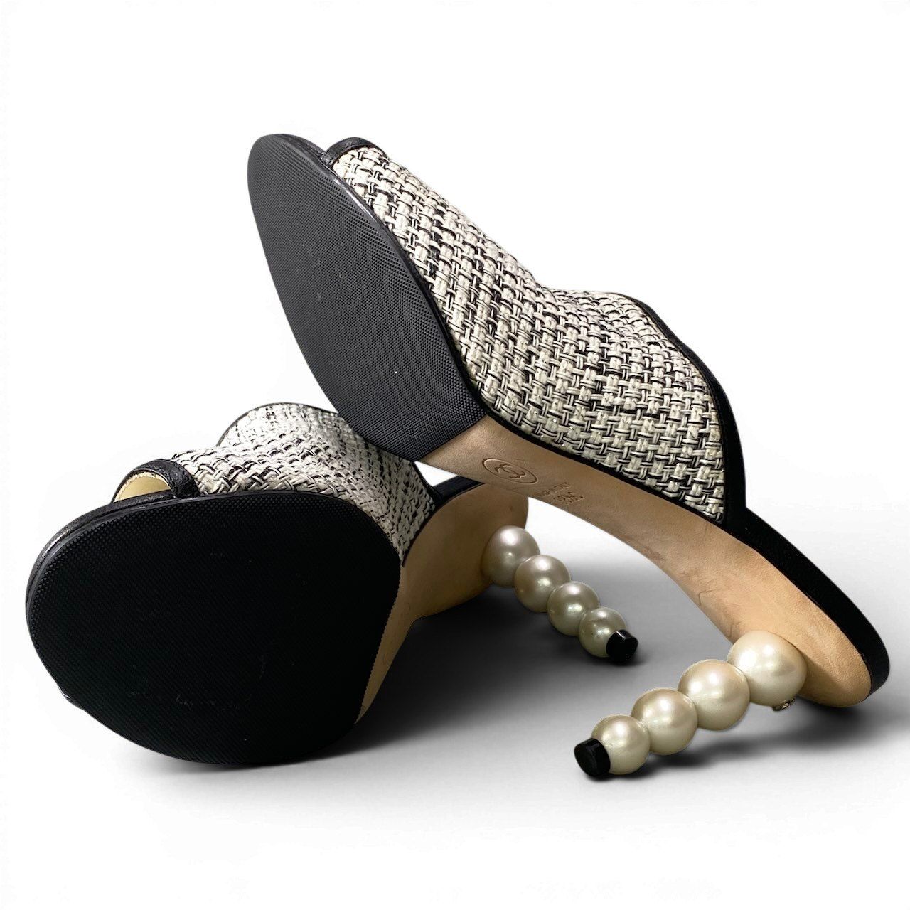 Chanel Tweed Pearl Sandal — view 6