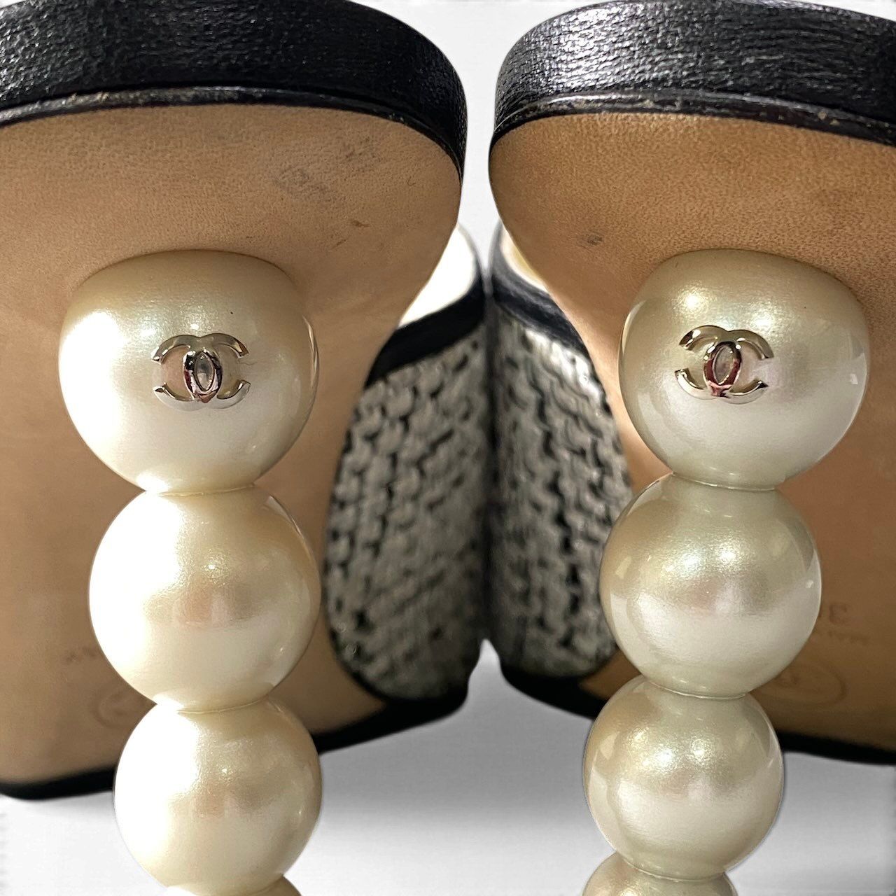 Chanel Tweed Pearl Sandal — view 8