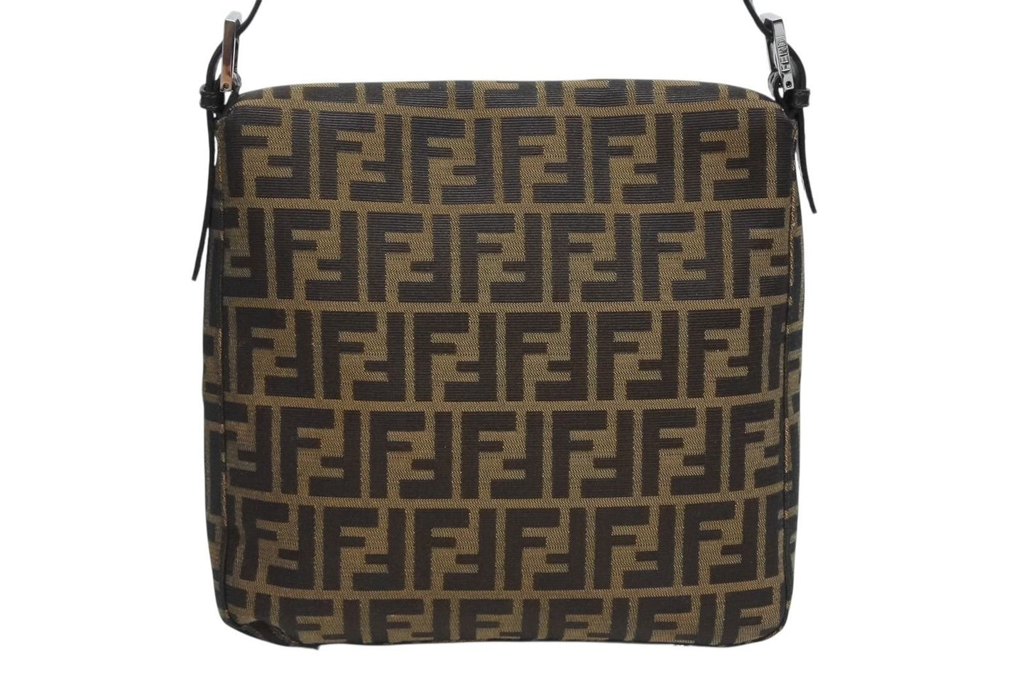 Fendi Mamma Baguette Bag Zucca Pattern Canvas Leather Brown Silver — view 3