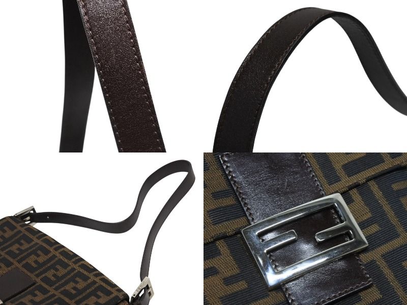 Fendi Mamma Baguette Bag Zucca Pattern Canvas Leather Brown Silver — view 7