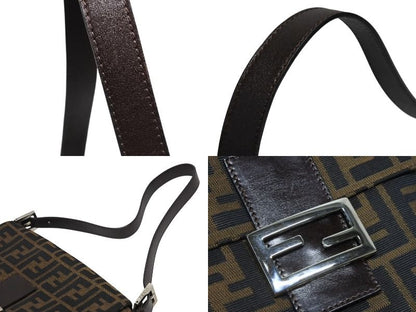 Fendi Mamma Baguette Bag Zucca Pattern Canvas Leather Brown Silver — view 7