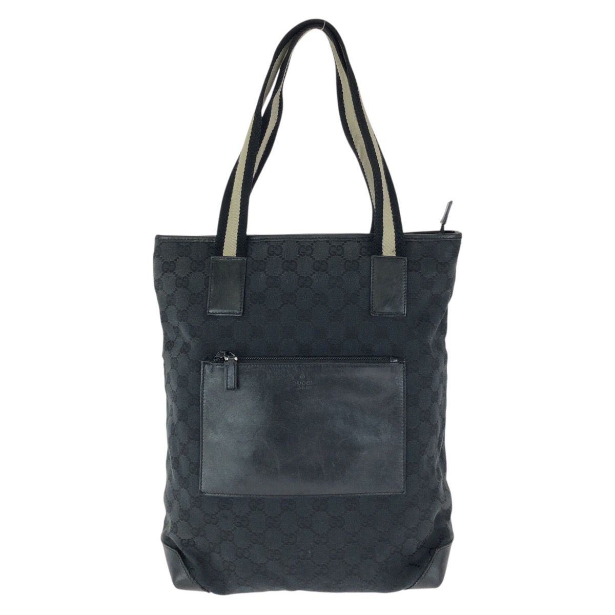 Gucci Black Silver GG Canvas Leather 019 Tote Shoulder