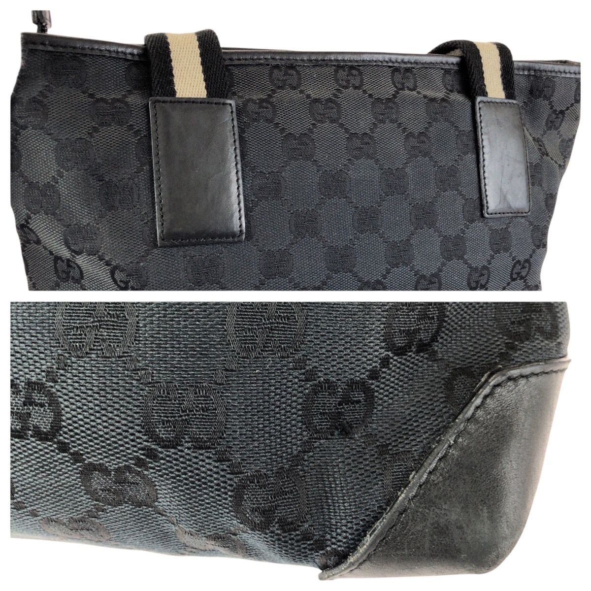 Gucci Black Silver GG Canvas Leather 019 Tote Shoulder — view 5