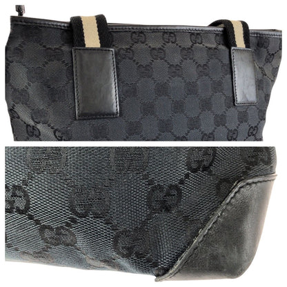 Gucci Black Silver GG Canvas Leather 019 Tote Shoulder — view 5