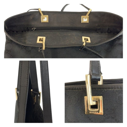 Gucci Black Gold GG Canvas Leather 002 Tote Shoulder — view 5