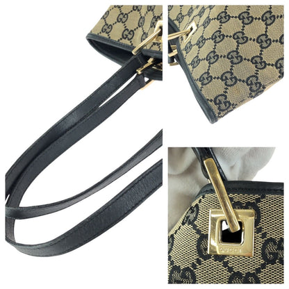 Gucci Beige Black Gold GG Canvas Leather 002 Tote Shoulder — view 6