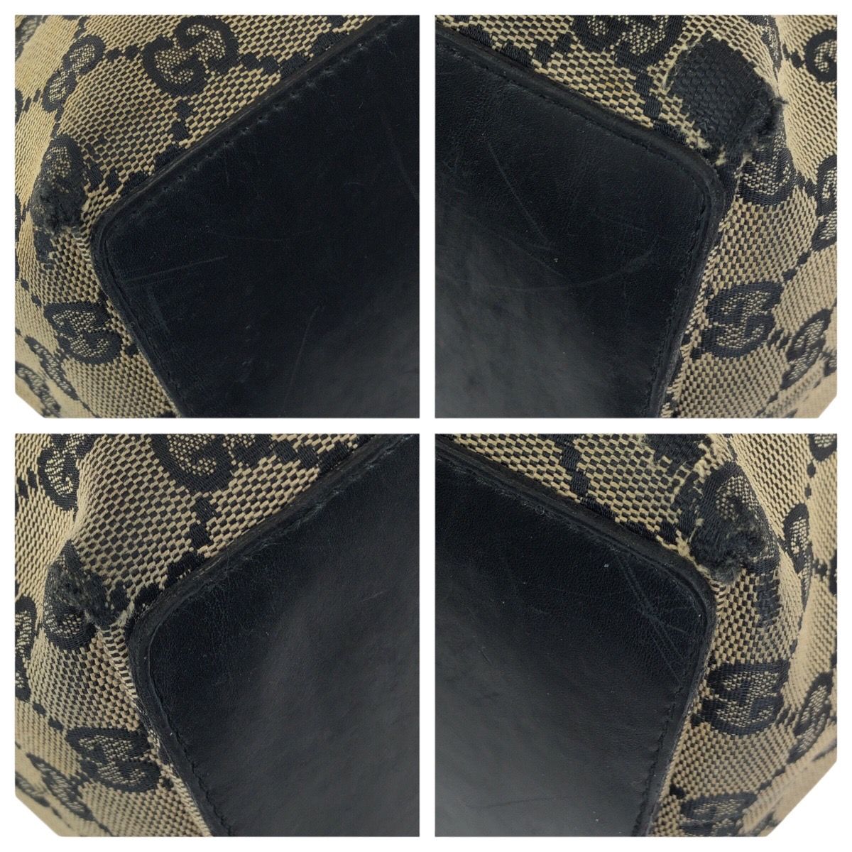 Gucci Beige Black Gold GG Canvas Leather 002 Tote Shoulder — view 3